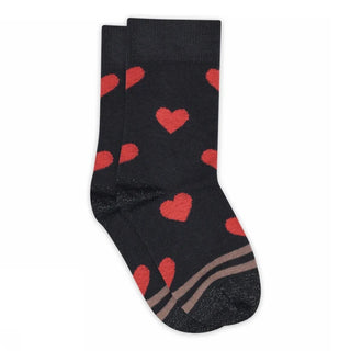 Baumwolle-Socken Ada Blau-Rot mit Herzen von mp Denmark