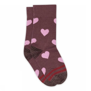 Baumwolle-Socken Ada Grape Skin Weinrot mit Herzen von mp Denmark