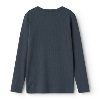 Modal Langarm Rib Shirt Blue mit Knöpfen von MarMar Copenhagen