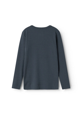 Modal Langarm Rib Shirt mit Knöpfen Blue von MarMar Copenhagen