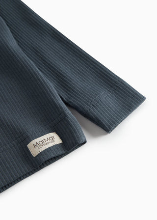 Modal Langarm Rib Shirt mit Knöpfen Blue von MarMar Copenhagen