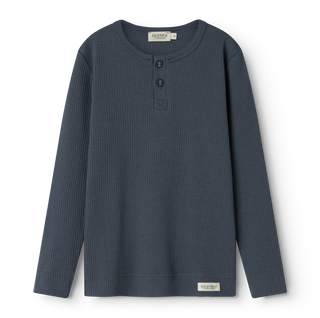 Modal Langarm Rib Shirt Blue mit Knöpfen von MarMar Copenhagen