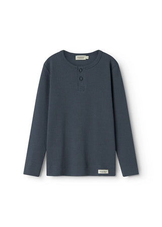 Modal Langarm Rib Shirt mit Knöpfen Blue von MarMar Copenhagen