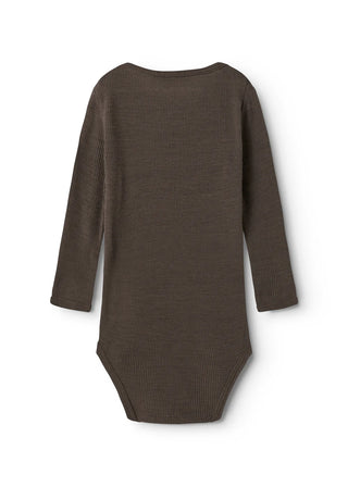 Merinowolle Rib Langarm Body Bense Terre Braun von MarMar Copenhagen