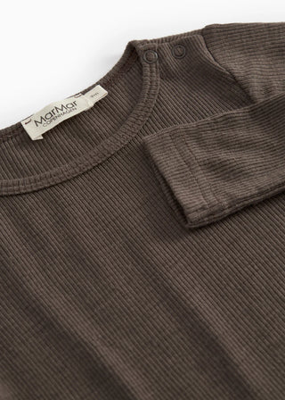 Merinowolle Rib Langarm Body Bense Terre Braun von MarMar Copenhagen