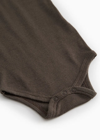 Merinowolle Rib Langarm Body Bense Terre Braun von MarMar Copenhagen