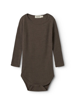 Merinowolle Rib Langarm Body Bense Terre Braun von MarMar Copenhagen