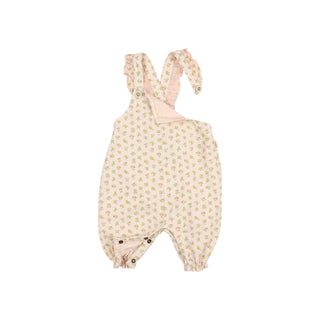 Baby Latzhose Cream Pink mit Blumenmuster von Búho Barcelona