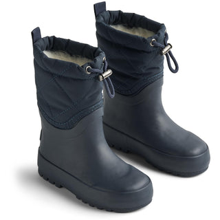 Gummi-Schneestiefel gefüttert Navy Blau von Wheat