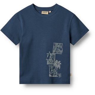 T-Shirt Ben Blau mit Möwen-Print von Wheat