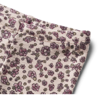 Merinowolle Leggings Agi mit violettem Herbstblumenprint von Wheat