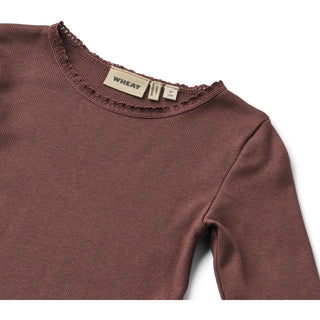 Modal Rib-Langarmshirt Aubergine von Wheat