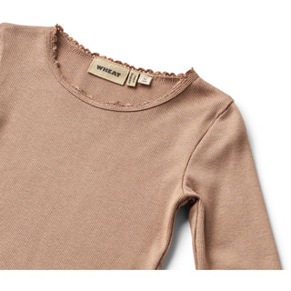 Modal Rib-Langarmshirt Nougat Rose von Wheat