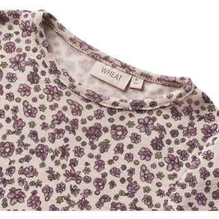 Merinowolle Langarmshirt Alfie mit violettem Herbstblumenprint von Wheat