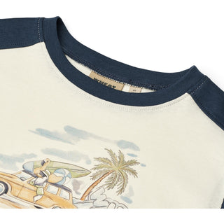 T-Shirt Vincent Beige-Blau mit Möwen-Print von Wheat