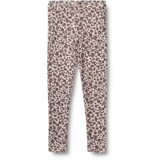 Merinowolle Leggings Agi mit violettem Herbstblumenprint von Wheat