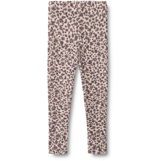 Merinowolle Leggings Agi mit violettem Herbstblumenprint von Wheat