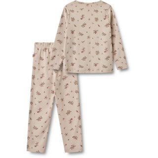 Pyjama Mila Beige mit Blasslila Blütenmuster von Wheat