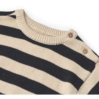 Strickpullover Morgan Blau-Beige gestreift von Wheat