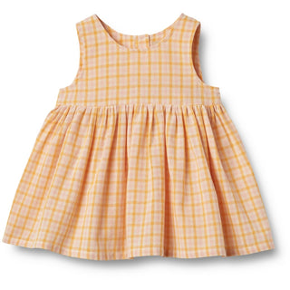 Babykleid Sienna Pastellgelb kariert von Wheat