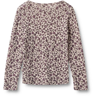 Merinowolle Langarmshirt Alfie mit violettem Herbstblumenprint von Wheat