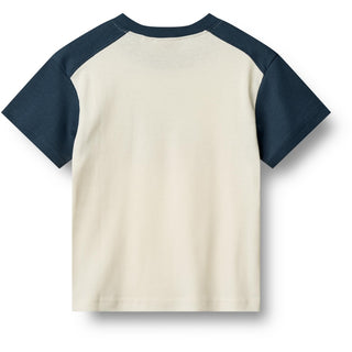 T-Shirt Vincent Beige-Blau mit Möwen-Print von Wheat