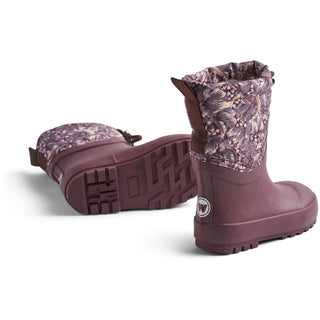 Gummi-Schneestiefel gefüttert Purple mit Tulpenprint von Wheat