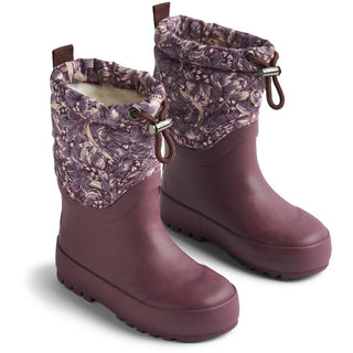 Gummi-Schneestiefel gefüttert Purple mit Tulpenprint von Wheat