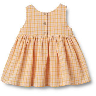 Babykleid Sienna Pastellgelb kariert von Wheat