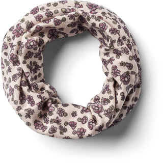 Merinowolle Schlauchschal Arta mit violettem Herbstblumenprint von Wheat