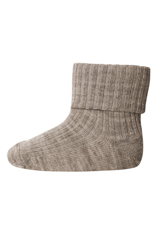 Wolle Ripp-Socken Beige Meliert von mp Denmark