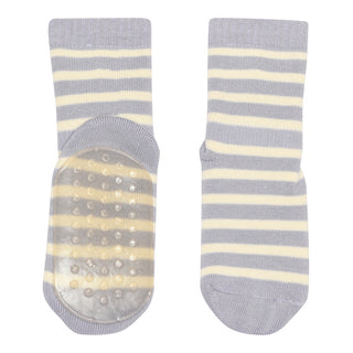 Baumwolle Anti-Rutsch Socken Lila-Weiss gestreift von mp Denmark