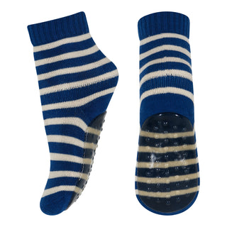 Baumwolle Anti-Rutsch Socken Blau-Weiss gestreift von mp Denmark