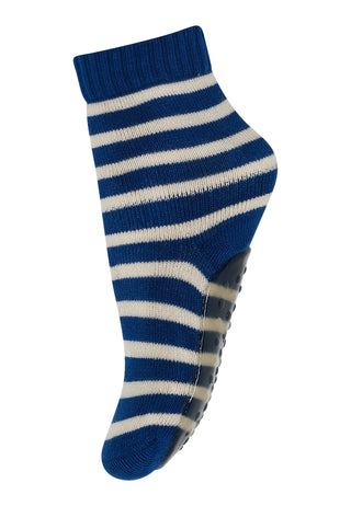 Baumwolle Anti-Rutsch Socken Blau-Weiss gestreift von mp Denmark
