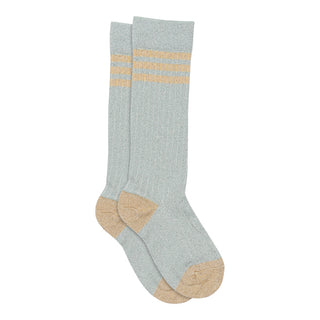 Glitzer Kniesocken Gray Mist mit Streifen von mp Denmark