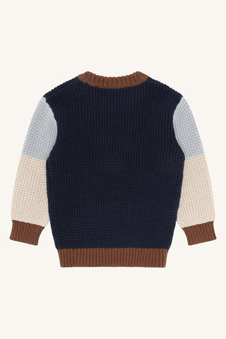 Strickpullover Pelle Beige-Blau-Braun Colorblock von Hust & Claire