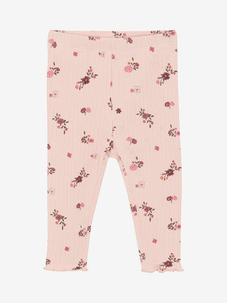 Baumwoll Rib-Hose Rosa mit Blumenprint von Minymo