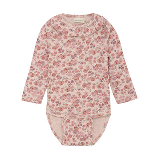 Langarm Body rosa mit Blumenmuster von Minymo