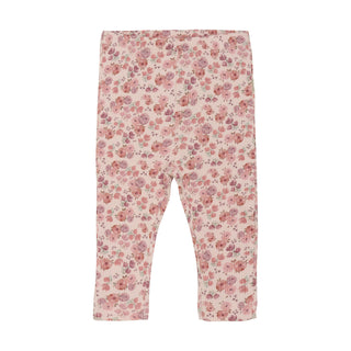 Rib Leggings rosa mit Blumenmuster von Minymo