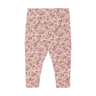 Rib Leggings rosa mit Blumenmuster von Minymo