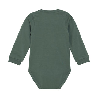 Langarm Baumwoll Body Grün mit Tiermotiv von Minymo