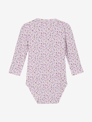 Langarm Rib Body rosa mit Blumenmuster von Minymo