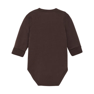 Langarm Baumwoll Body Braun mit Tiermotiv von Minymo