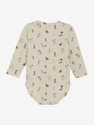 Langarm Baumwoll Body Beige mit Hasenprint von Minymo