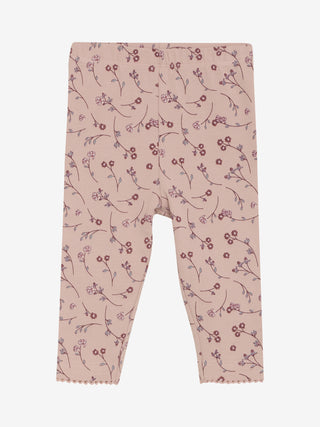 Baumwoll Leggings Rosa mit Blumenmuster von Minymo