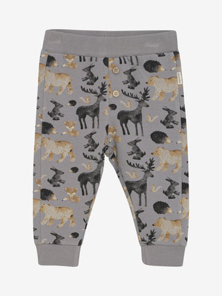 Bambus-Baumwolle Hose Grau mit Tierprint von Minymo