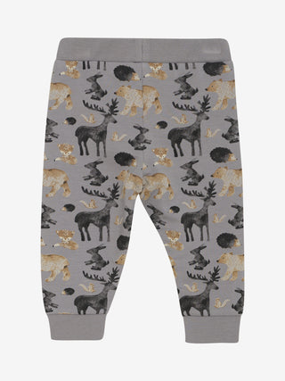 Bambus-Baumwolle Hose Grau mit Tierprint von Minymo
