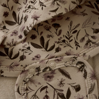 Bambus-Baumwolle Babykleid Smoke Grey mit Blumenmuster von Minymo