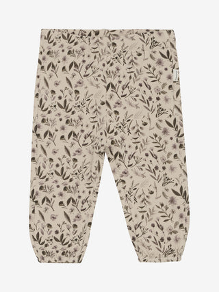 Bambus-Baumwolle Hose Smoke Grey mit Blumenmuster von Minymo