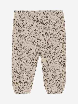 Bambus-Baumwolle Hose Smoke Grey mit Blumenmuster von Minymo